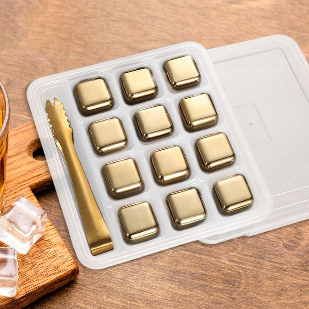 Набор кубиков для охлаждения напитков из нержавеющей стали премиум-класса с подносом — идеально подходит для виски, коктейлей и