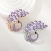 Alloy Purple Crystal Brooch Female Peacock Rhinestone Clothing Pin Brooch Female
