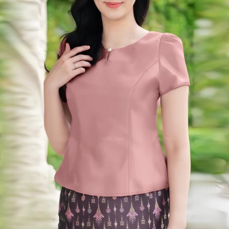 ZANZEA Женская летняя повседневная блузка с круглым вырезом и коротким рукавом