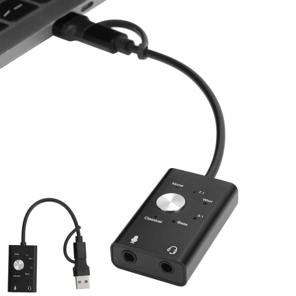 7.1/5.1 Surround Channel TypeC to Audio Sound Card USB Audio Adapter Music Playback