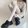 Autumn Winter Women Tights Solid Black White JK Lolita Long Tight Socks Vertical Stripes Cotton Over Knee Thigh High Socks