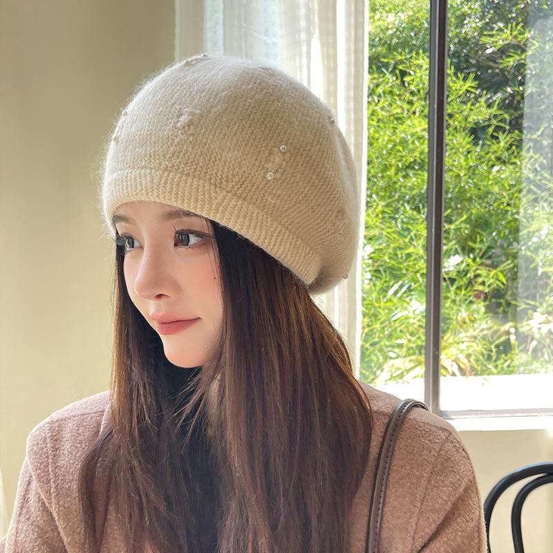 Зимняя теплая шапка, термошапка, женская, берет, эластичная, трикотажная, однотонная, мягкая, плотная, ветрозащитная, декоративная