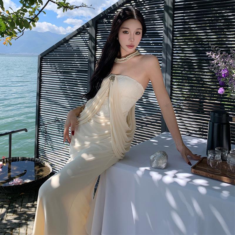 Elegant Autumn Evening Fishtail Dress - Sophisticated Style for Women