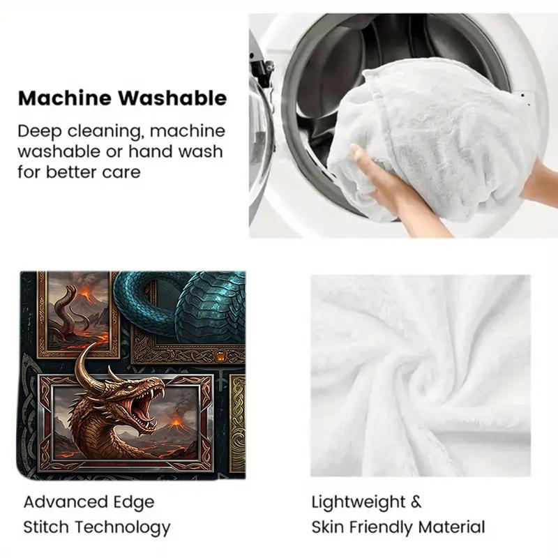 Serpent Legends Myths 2D Flat Pattern Flannel Blanket, High quality All Seasons, Home Decor, Warmth and Comfort, Perfect for Christmas Gifts.