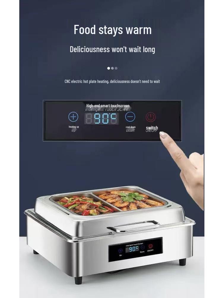 Электрическая мармитница для фуршета из нержавеющей стали - Умный подогреватель для самообслуживания с прозрачной изоляцией для гостиничных завтраков