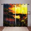 Thick 90% Shading 2PiecesNature Landscape Sunset Sea Blackout Window Curtains For Bedroom Living Room Bathroom Kicthen Door Hall