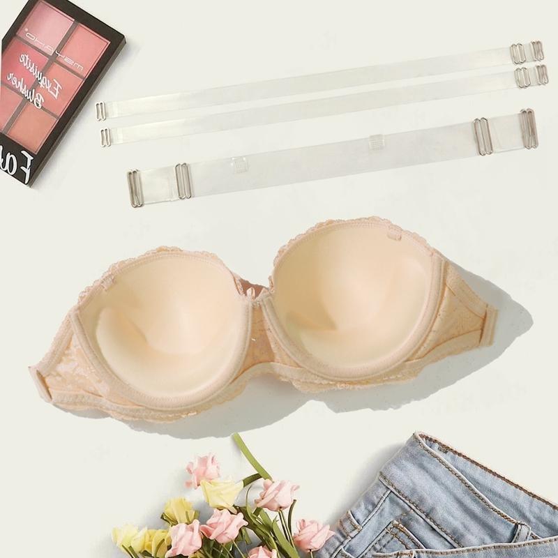 Женский бежевый кружевной бюстгальтер с матовыми прозрачными бретельками, открытыми плечами, открытой спиной, удобный невидимый бюстгальтер для вечернего платья, нижнего белья 70B 75B 80B 85B