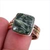 Natural Seraphinite Gemstone Two Tone 925 Sterling Silver Gift Ring S.8.5 F3E10