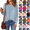 Women's Long Sleeve Sweater Casual Versatile Round Neck Sweater Solid Color Top