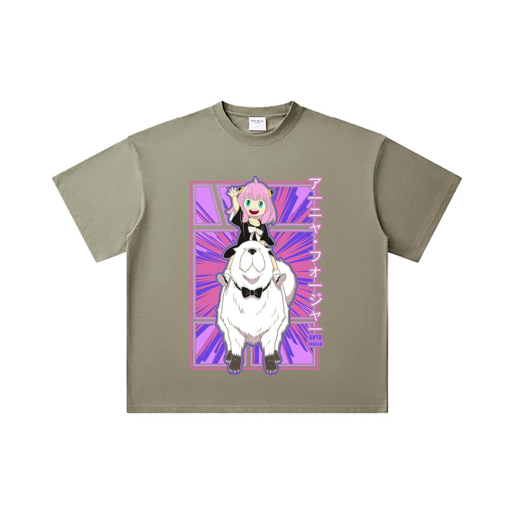 260 GSM Double Yarn 32 Count 100% Cotton Spy x Family V9 Print Unisex Heavy Cotton T Shirt