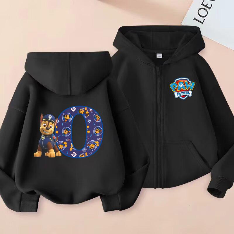 PAW Patrol Child Cardigan Hooded Jacket Cartoon Chase Letters A-Z Printed Polyester Outerwear Summer Casual Clothing Kids Gifts
