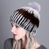 Осенне-зимняя женская шапка с защитой ушей из кроличьего меха рекс, европейская и американская модная шапка из лисьего меха с помпоном, теплая меховая шапка для взрослых