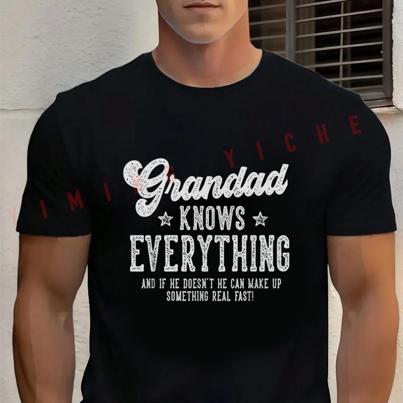 Grandad Knows Everthing Graphic Motorcycle Cotton T-shirt Short Sleeve Casual Basic O-Neck Breathable Unisex Tops