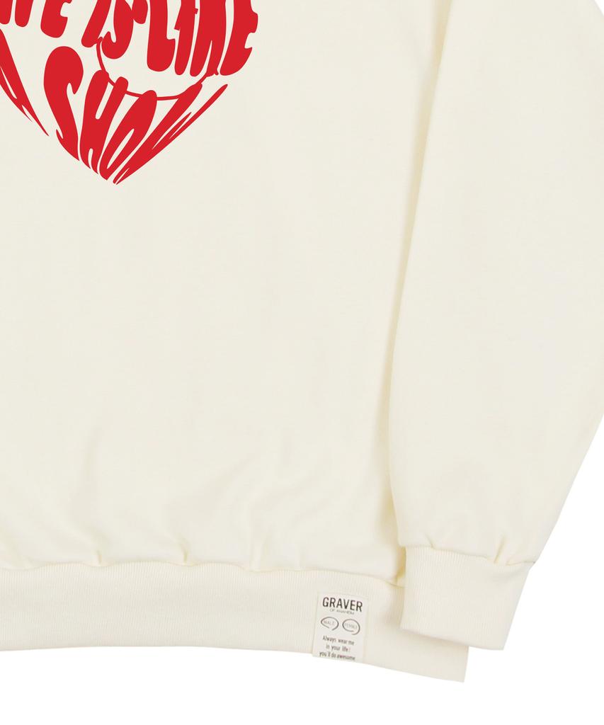 GRAVER [Unisex] Big Life Logo Heart Smile Sweatshirt_Cream