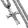 Betty Cross Necklace For Men Women Silver Color Stainless Steel 6mm Byzantine Catholic Crucifix Pendant Necklace Chain Gift