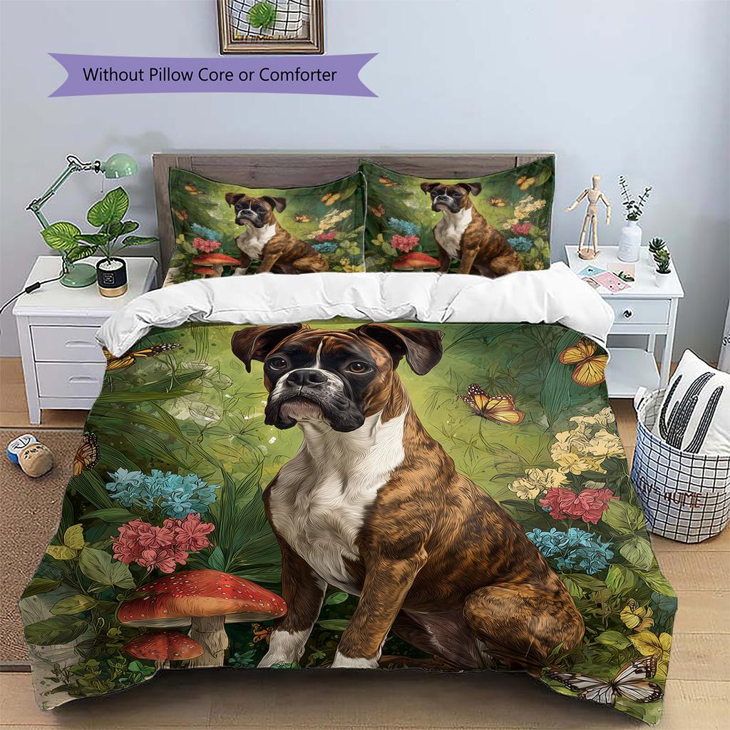 Boxer Pattern Bedding Home Decoration Birthday Gift (1 * duvet cover + 2 * pillowcase, without core)