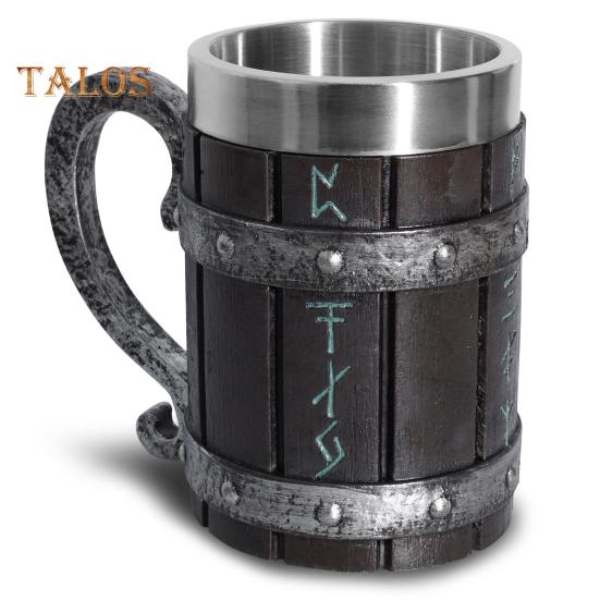 Чашка-бочонок, устойчивая к коррозии, запасная вода, нержавеющая сталь, креативная универсальная пивная кружка Viking из смолы для паба