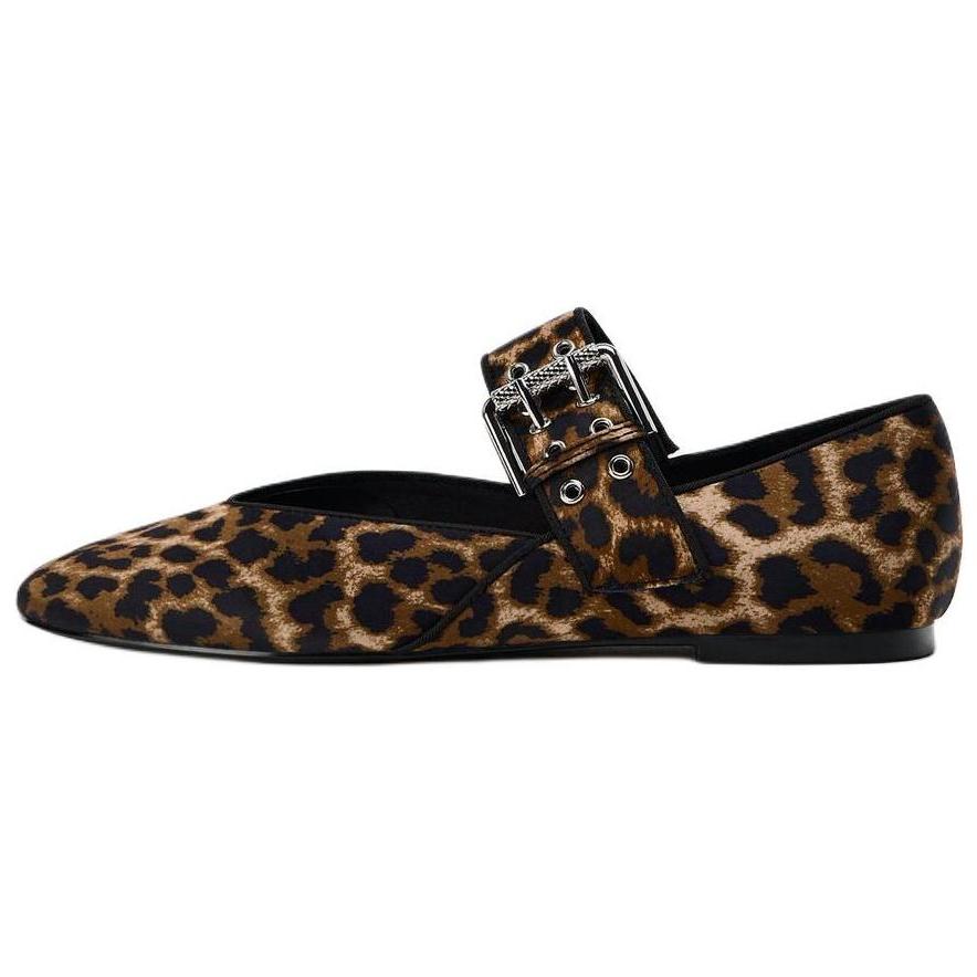 Zara Elegant Printed Round Toe Vintage Flat Mary Jane Shoes Women Shoes Leopard-Print 13522410