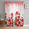 Valentine'S Day Hearts Red Roses Sheer Curtains for Living Room Decoration Window Curtains Kitchen Tulle Voile Organza Curtains