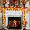 Autumn Decoration Maple Leaves Garland Artificial Maple Leaf Vine Fake Foliage String Light Thanksgiving Christmas Garden Decor