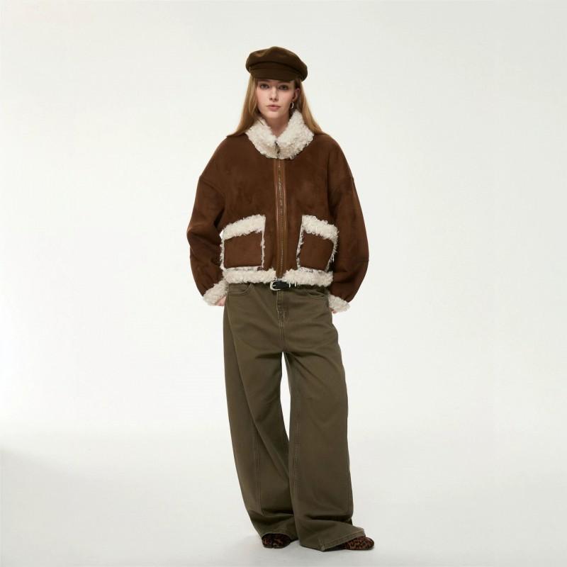 2026 Womens Reversible Short Faux Suede Fur Coat Stand Collar Warm Winter Outwear Petite Girls