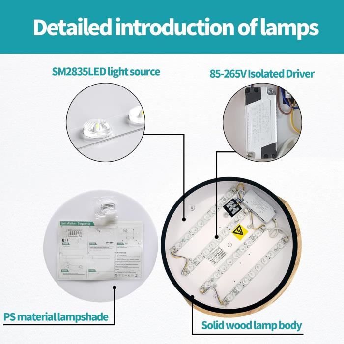Plafonnier LED - SCHINDORA - 24W - Blanc Froid 6000K - Ø30cm - Économie d'énergie