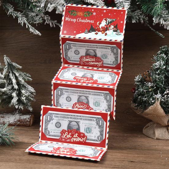 Рождественский денежный конверт для денежных подарков, конверт-сюрприз для подарочной карты, держатель для денег с 6 слотами, праздничный держатель для наличных, сделай сам, для рождественских сувениров