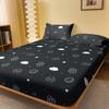1 Cartoon Fun Rocket Printed Matte Fitted Sheet, Bedroom Printed Bed Cover, Bedding (Excluding Pillowcases)
