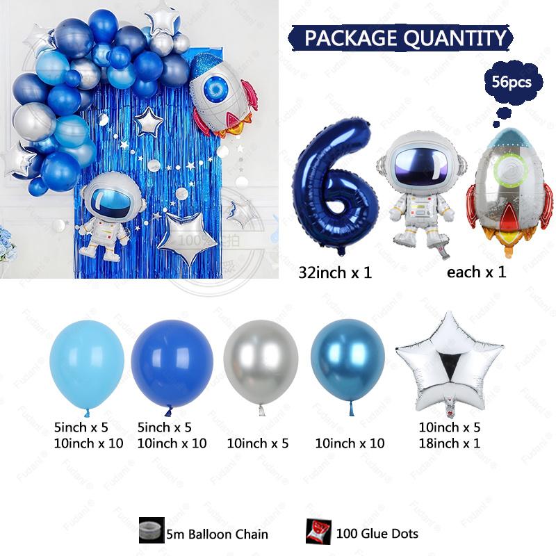 56 шт. Набор воздушных шаров для детской вечеринки по случаю дня рождения на тему космоса и астронавтов, из алюминиевой фольги, для украшения сцены на Новый год