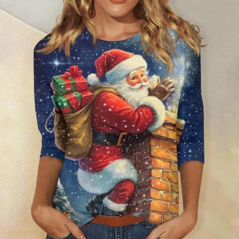 Рождественская женская толстовка с круглым вырезом, с длинным рукавом, свободная, модная, повседневная, с принтом лося и снежинки, с забавным рисунком