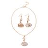Bohemian Shell Necklace Earrings Set for Women Trendy Scallop Gold Plated Dangle Earring Clavicle Chain Party Jewelry Gift