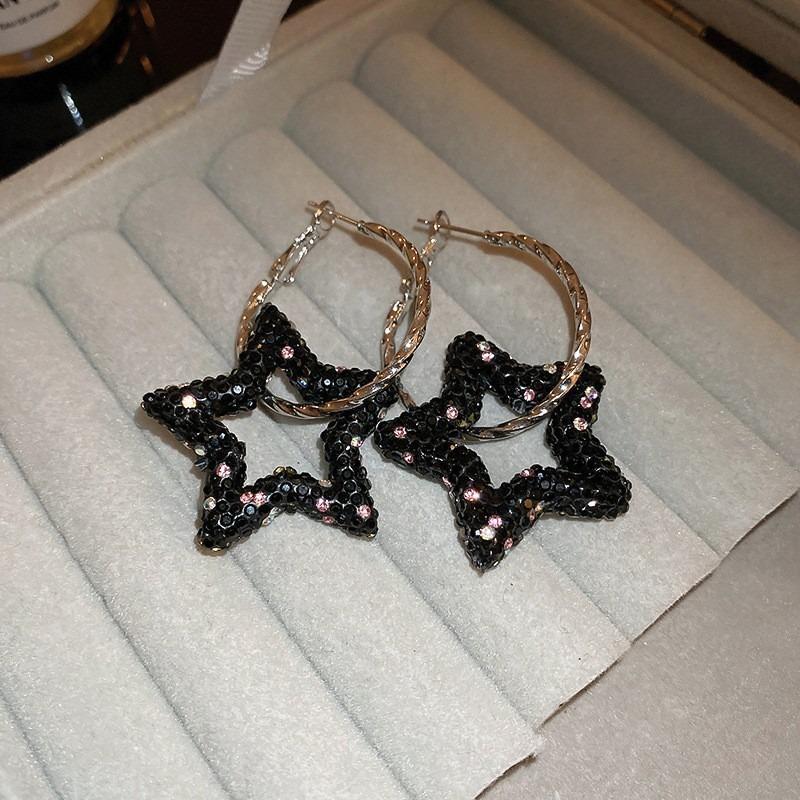 Геометрические серьги-пусеты из серебряной иглы и черного кристалла, нишевые универсальные серьги, темпераментные, легкая роскошь, премиальные серьги