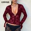 Autumn Women's Y2K Long Sleeve Sexy Waisted Hollow Out Cardigan Lace Shirt Top