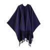 Ladies' Fashionable Single-color Fringed Slit Shawl, Double-sided Three-dimensional Wavy Warm Imitation Cashmere Scarf, Cloak Cardigan