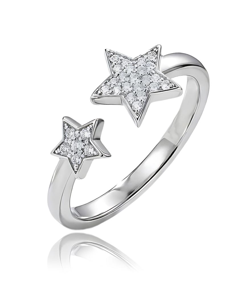 Helene Jewelry Открытое кольцо-звезда с двойным паве из серебра 925 пробы (Тип Б)
