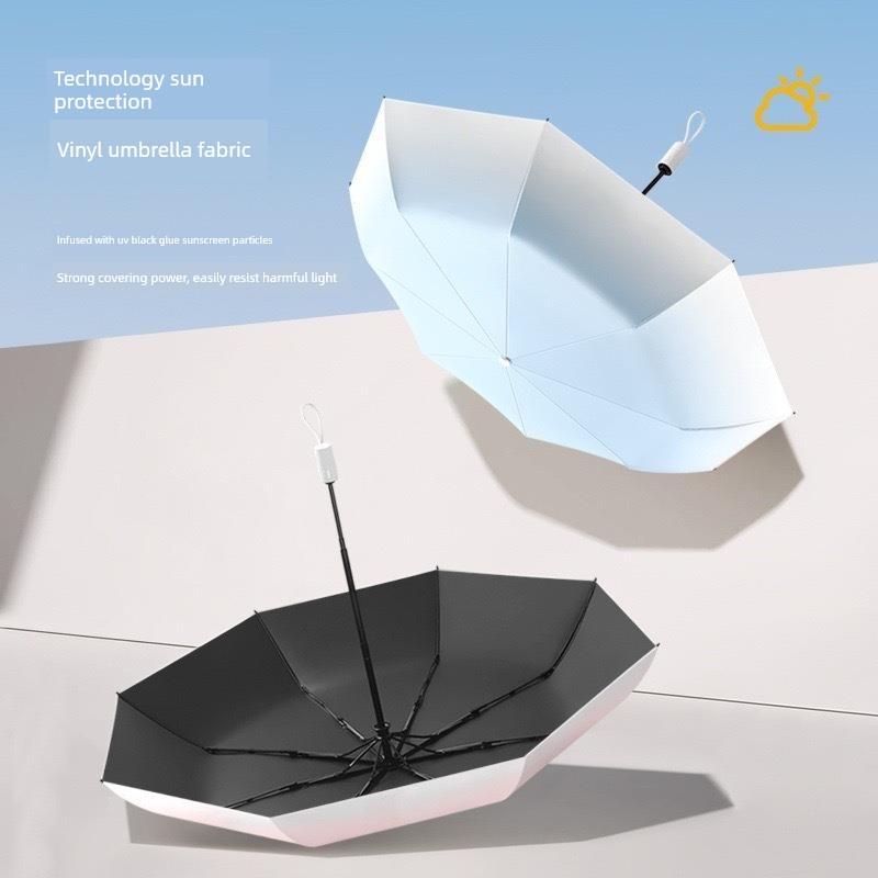 Automatic Gradient Color Umbrella for Women, Sun Protection and Uv Protection Dual-Purpose Black-Coated Umbrella for Men, Large Umbrella
