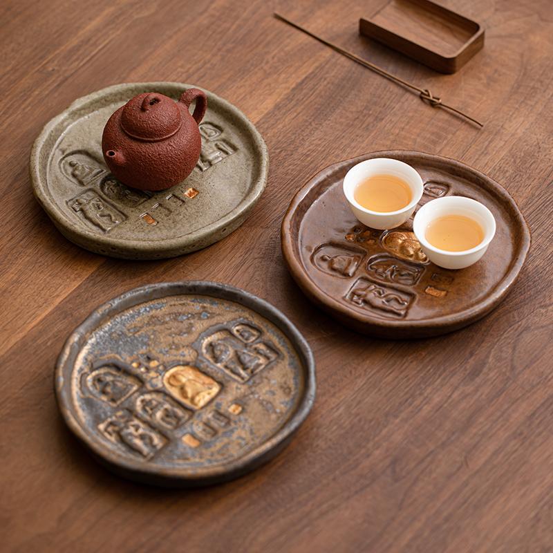 Дуньхуанская культура горшок подставка горшок сухой заварник стол чайный поднос толстая керамическая крышка чаша подставка дно ретро чайный сервиз аксессуары