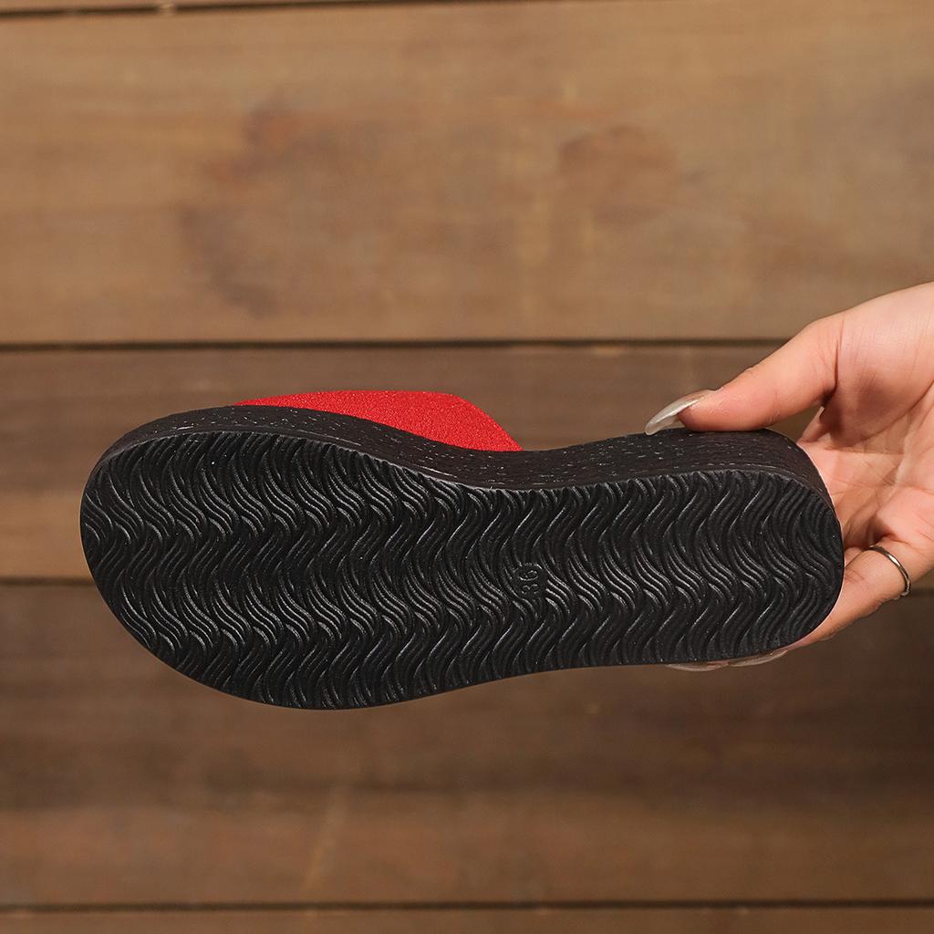 Внешняя торговля большой размер толстая подошва танкетка крутые шлепанцы женские летние модные универсальные для улицы повседневные пляжные шлепанцы на одно слово