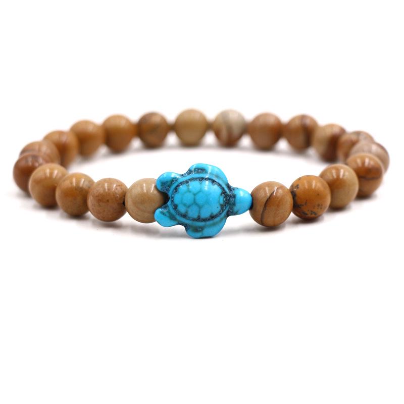 Браслеты из натурального камня Blue Turtle и Green Geometric - унисекс и в индивидуальной упаковке
