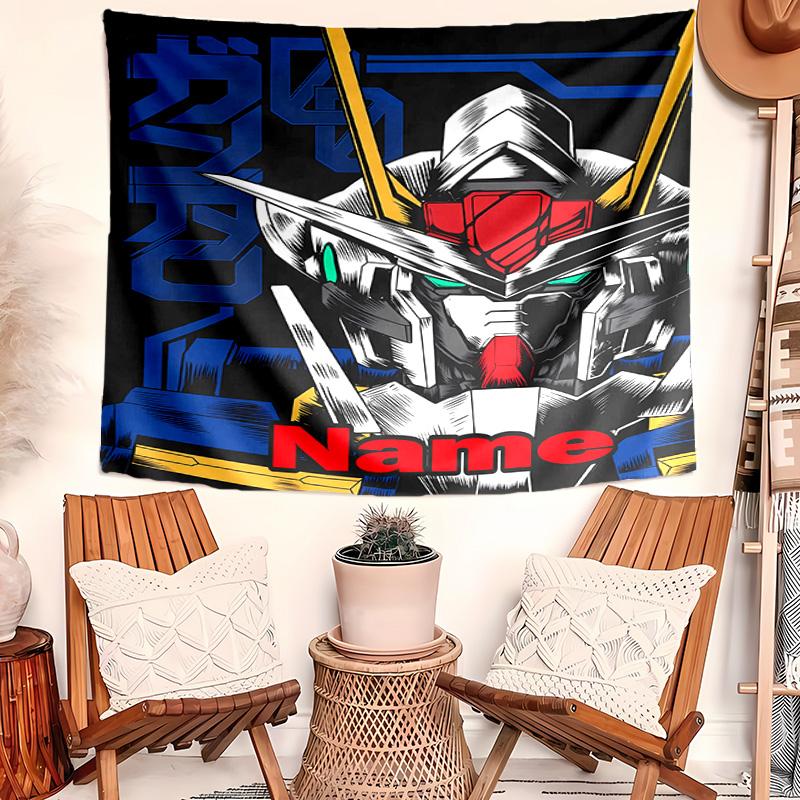 Personalized Mobile Suit Gundam Background Tapestry,Custom Name Birthday Party,Multifunctional Wall Decoration for Home Decor,Various Occasions