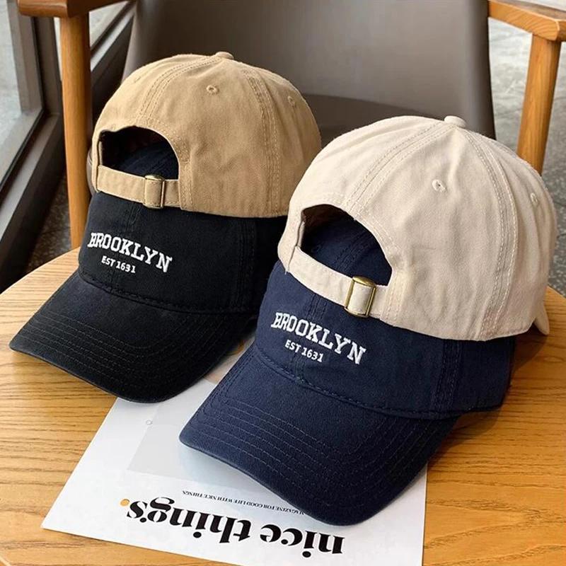 Soft Cotton Letters Baseball Cap for Women Men Retro Embroidery Curved Brim Hat Unisex Ponytail Hip Hop Dad Trucker Sun Hats