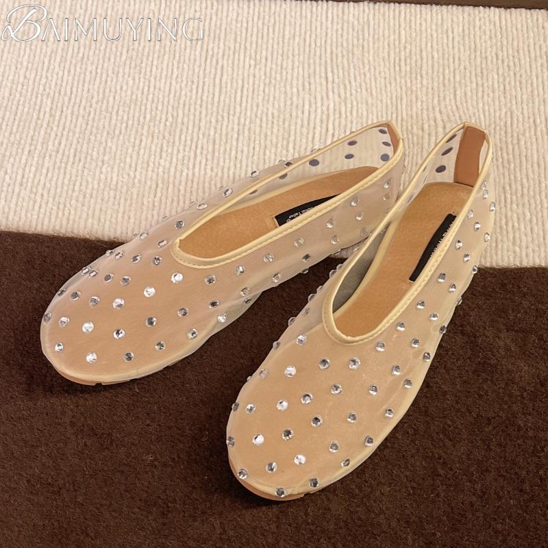 Модные сетчатые балетки, хрустальные сандалии, женские балетки, летние тапочки, тренд 2025, повседневные лоферы, дизайнерская обувь для платья, новые сандалии для женщин