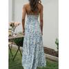 Летнее шифоновое платье без рукавов с V-образным вырезом, длинное, для праздника, сексуальное, с цветочным принтом, с высокой талией, свободное пляжное платье для женщин, Vestidos 25318