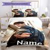 3pcs Custom Name Cha Eun woo Bedding Set Duvet Cover Closure Includes 1 Duvet Cover & 2 Pillowcases, Soft and Comfortable for All Seasons.