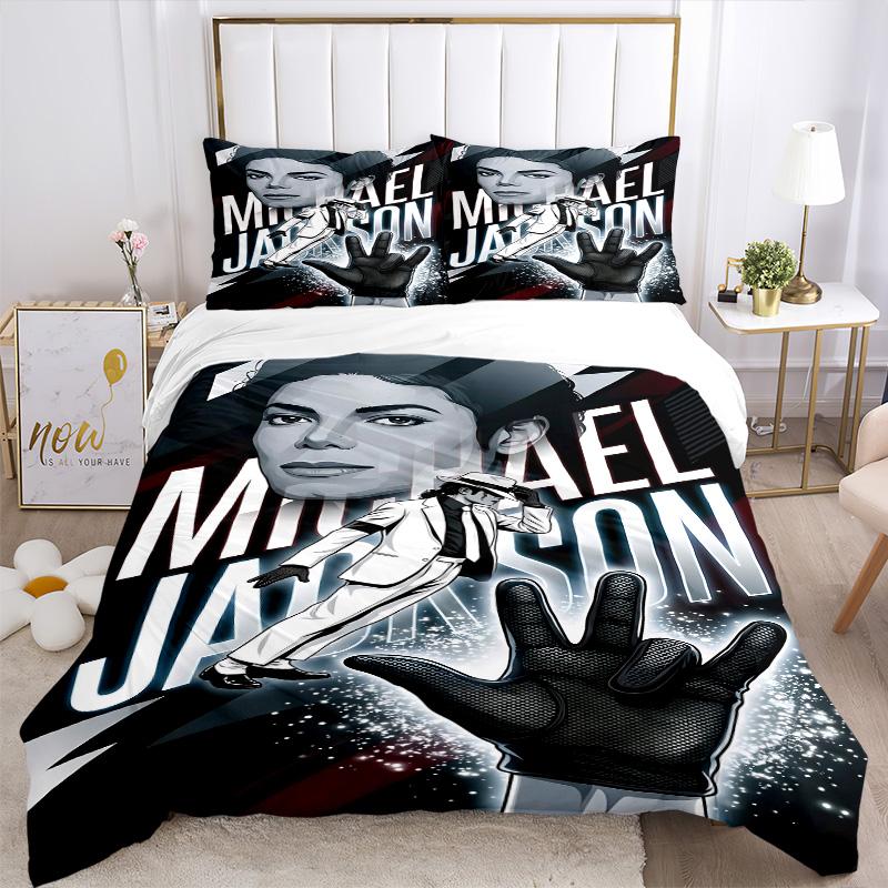 Michael Jackson Pop Print 3Pcs Bedding Set,Duvet Cover with 2 Bedro,Pillowcase Home Birthday Gift