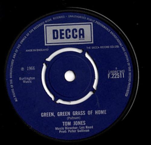 7-дюймовая пластинка ТОМ ДЖОНС - Зеленая, Зеленая Трава Дома F22511 Decca 1966 Великобритания Поп Б/У
