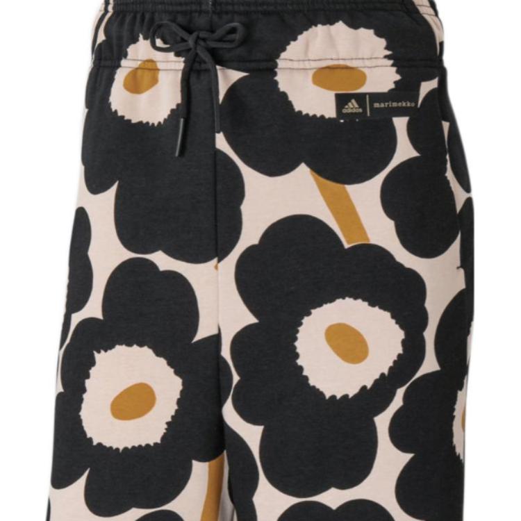 Adidas Прямые повседневные брюки с цветочным принтом, женские брюки, черные H57322