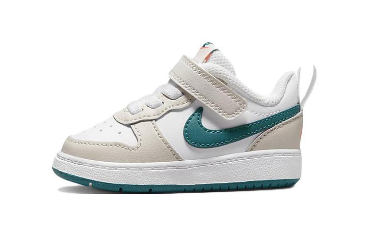 Nike Court Borough Abrasion Resistant Low top Skateboard Shoes Gray White Green Infant And Toddler BQ5453-017