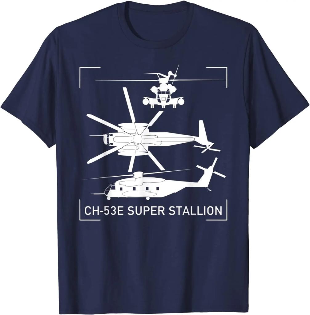 CH-53E Super Stallion Военный Вертолет Мужская Футболка с Коротким Рукавом Повседневная 100% Хлопок Футболки Харадзюку Футболка