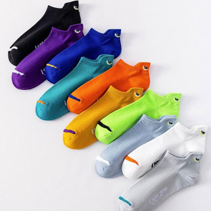 10 пар женских носков со смайликом, качественные дышащие хлопковые носки с низким верхом, повседневные спортивные, износостойкие, нескользящие, для улицы и всего сезона